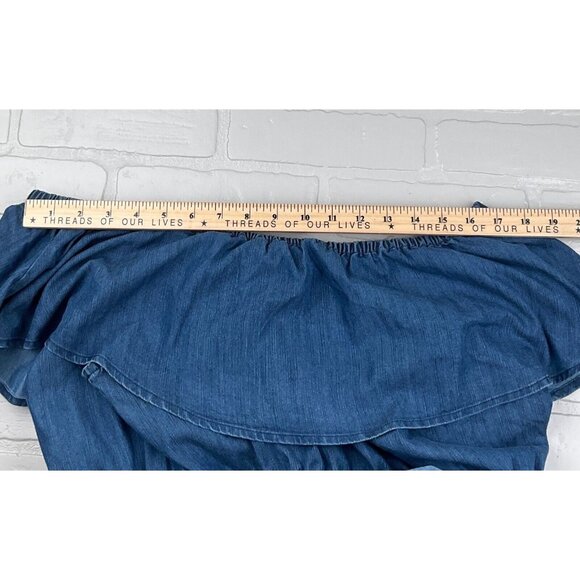 Lane Bryant Dress Women‎ 18/20 Blue Chambray 4Way Neck Ruffle Midi Logenlook NWT - Picture 10 of 16